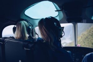 Flugzeug Frauen im Cockpit