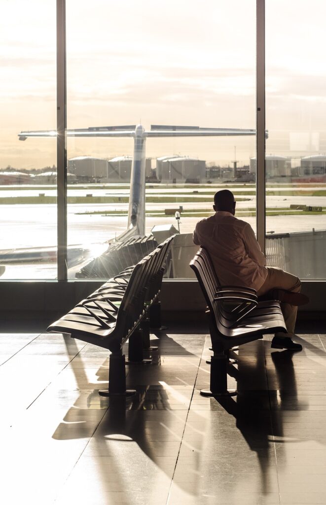 Passagier einsam Flughafen