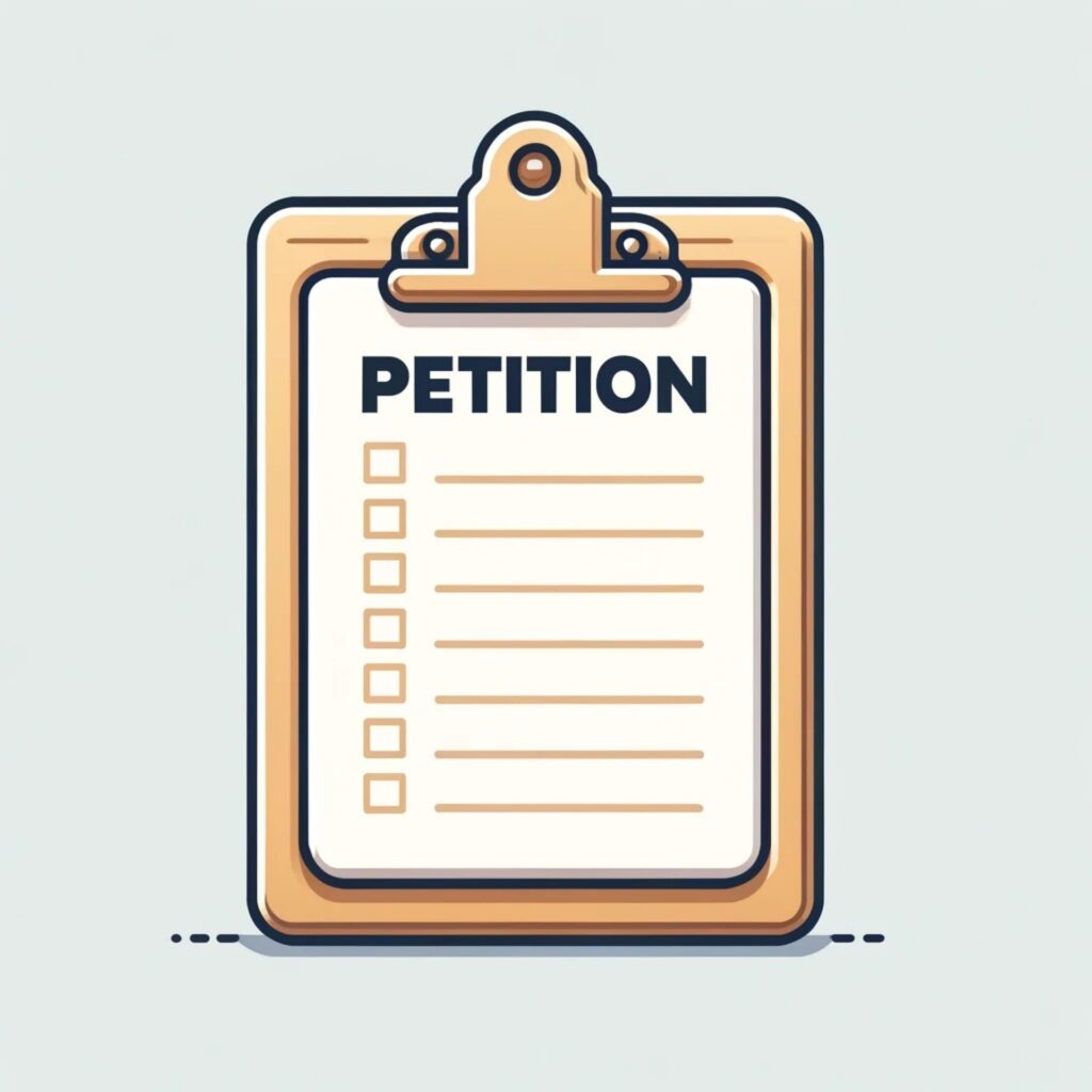Petition auf Klemmbrett, Zeichentrick Bild