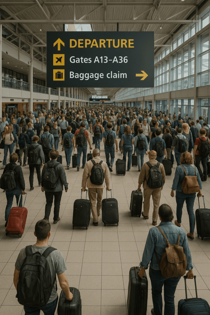Voller Flughafen KI Bild Sora