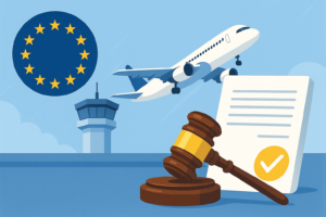 EU Fluggastrechte Reform horizontales Symbolbild Comicgrafik
