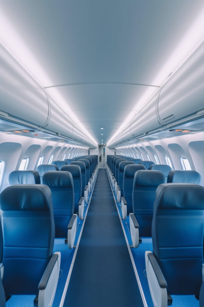 Leeres Flugzeug von innen, KI Bild