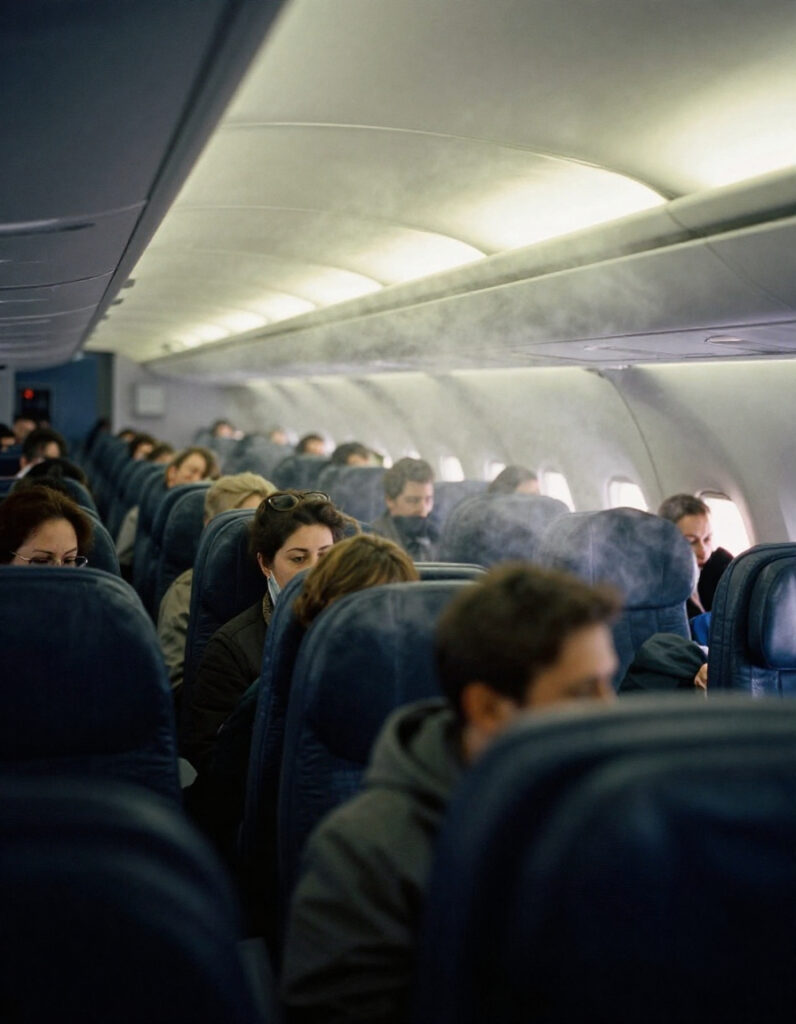 Rauch in der Flugzeugkabine, AI Bild erstellt mit Freepik. 